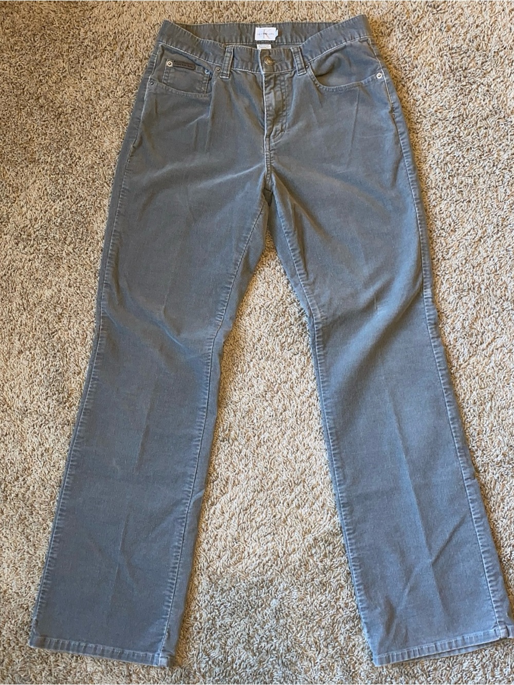 Calvin Klein Jeans Womens Straight Leg Corduroy Pants Gray Size 6 Classic Preppy